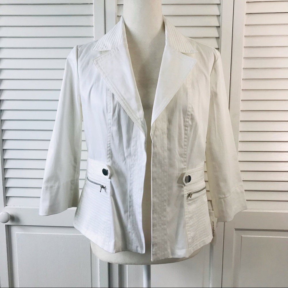 2/$50 DRESSBARN White Open Front Jacket Size Small